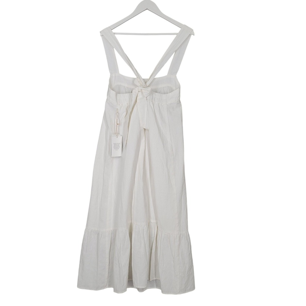 Carve Designs Midi Dress Womens Large White Organic Cotton Tie Back NWT Rayne - Picture 3 of 13